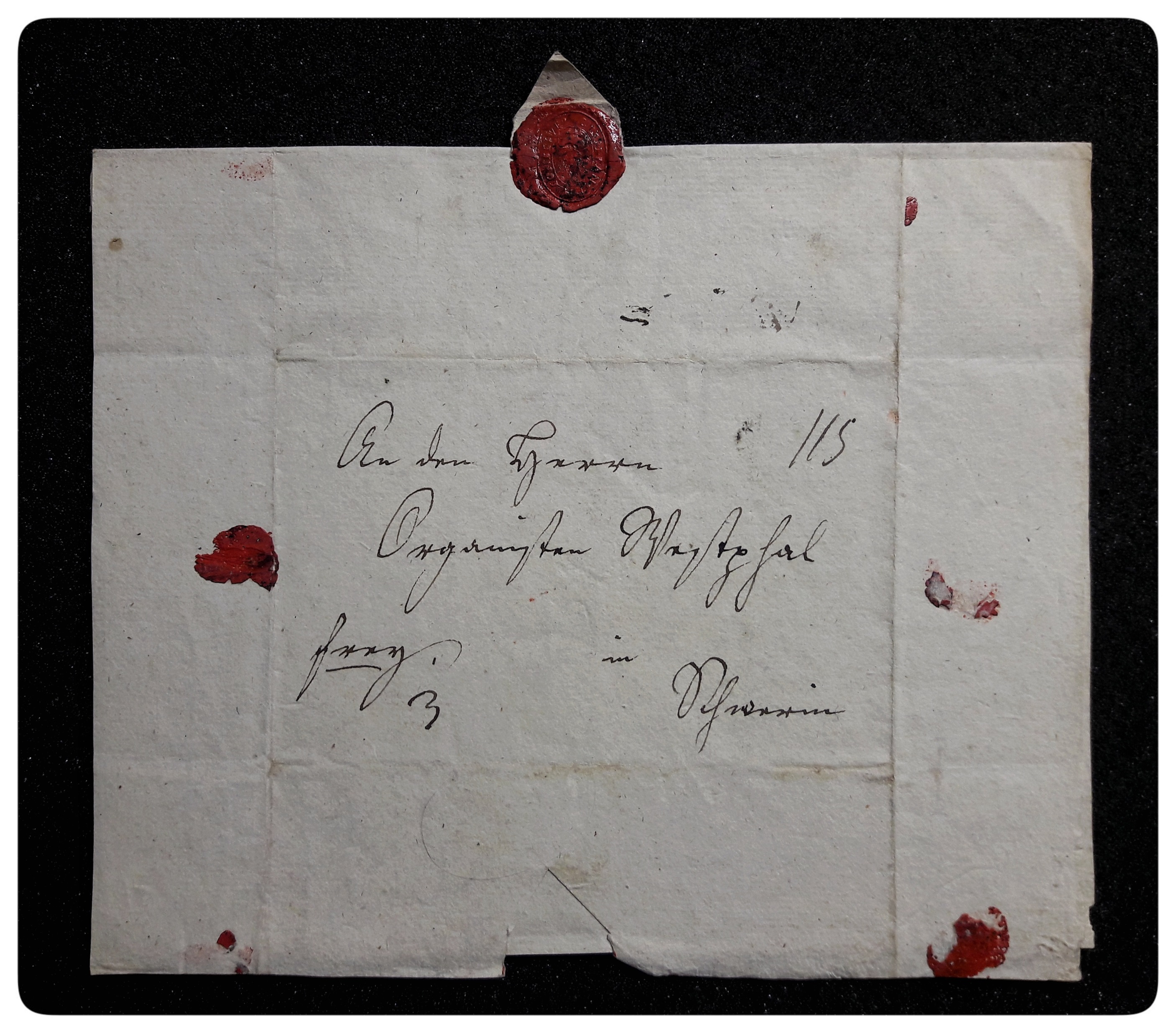 An J.J.H. Westphal adressierter Umschlag mit dem Siegel von C.P.E. Bachs Witwe